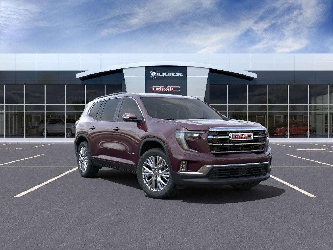 2025 GMC Acadia Elevation in Crystal Metallic — front three-quarter view