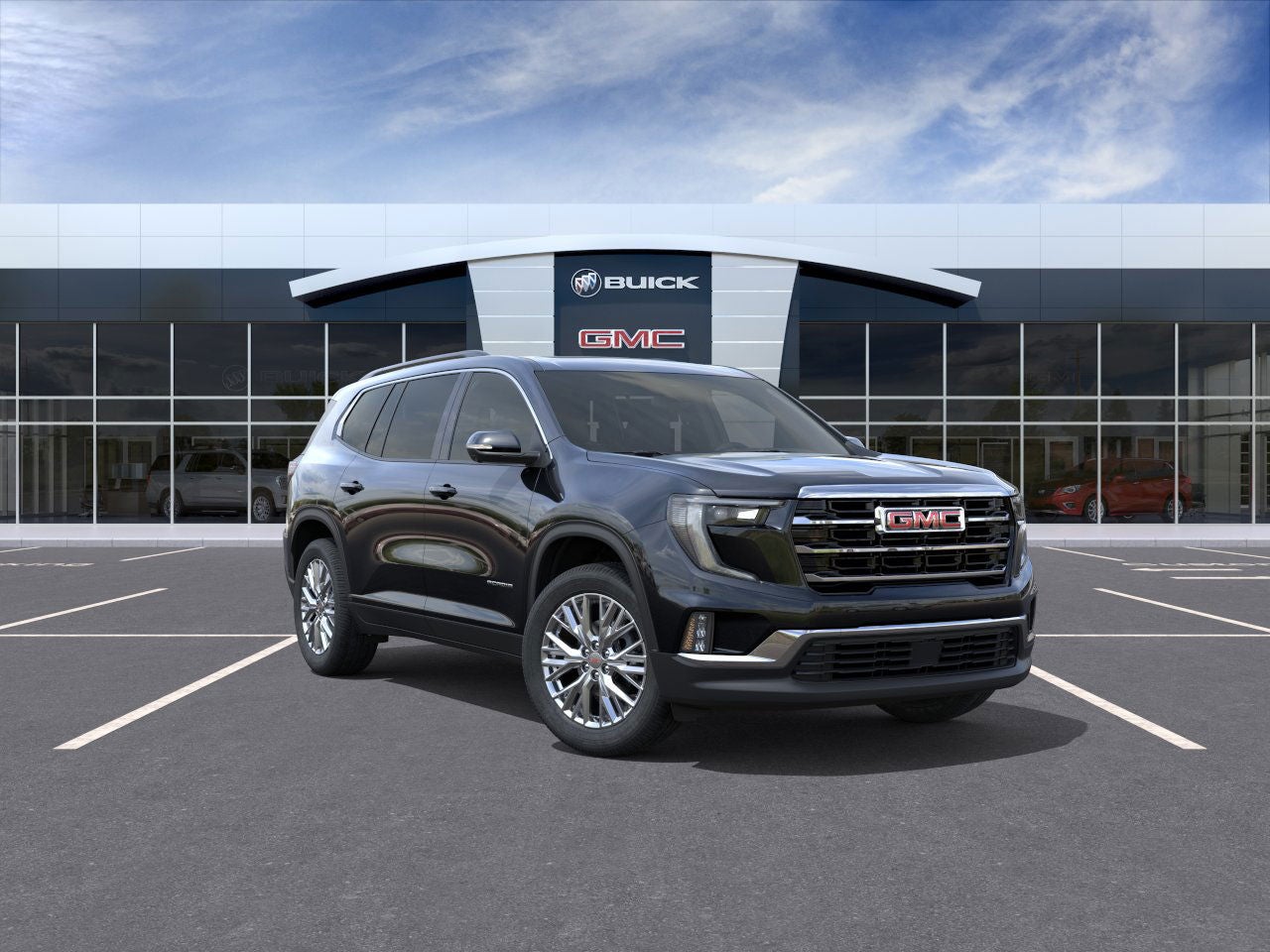 2026 GMC Acadia Elevation in Ebony Twilight Metallic — front three-quarter view