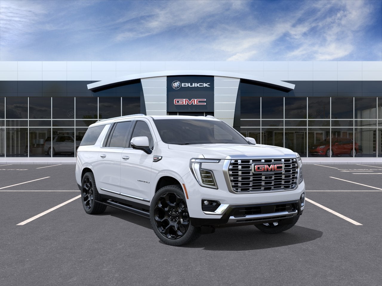 2026 GMC Yukon XL Denali in Glacier White Tricoat — front three-quarter view
