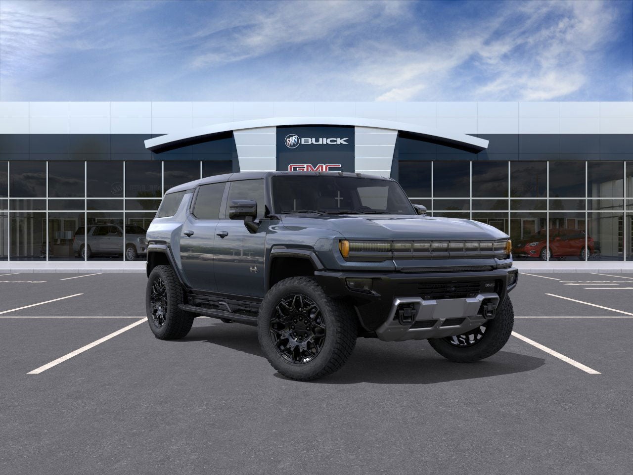 2026 GMC HUMMER EV SUV 2X in Graphite Blue Metallic — front three-quarter view