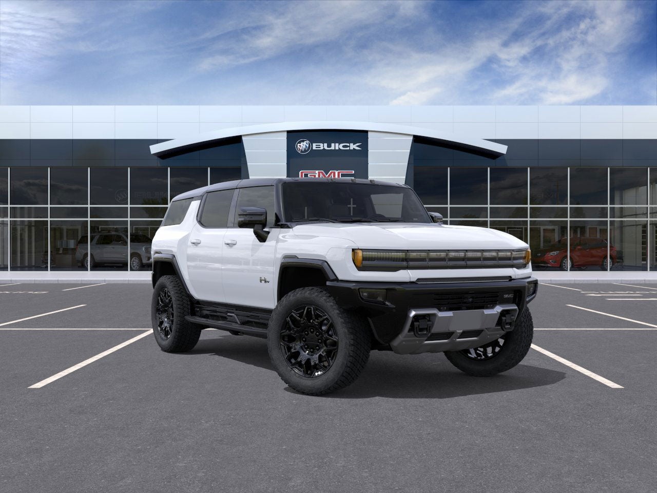 2026 GMC HUMMER EV SUV 2X in Interstellar White — front three-quarter view