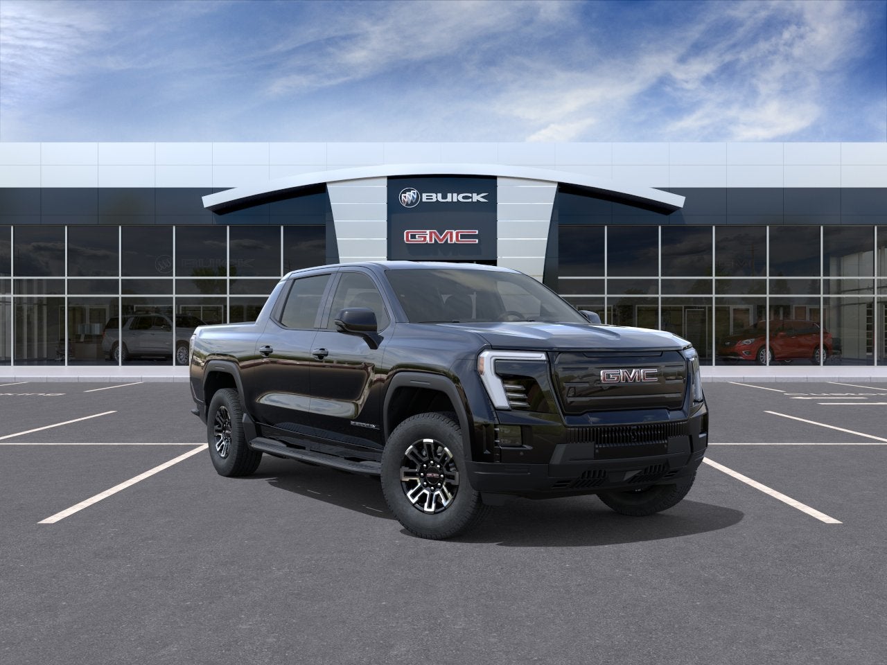 2026 GMC Sierra EV Elevation Standard Range in Onyx Black — front three-quarter view