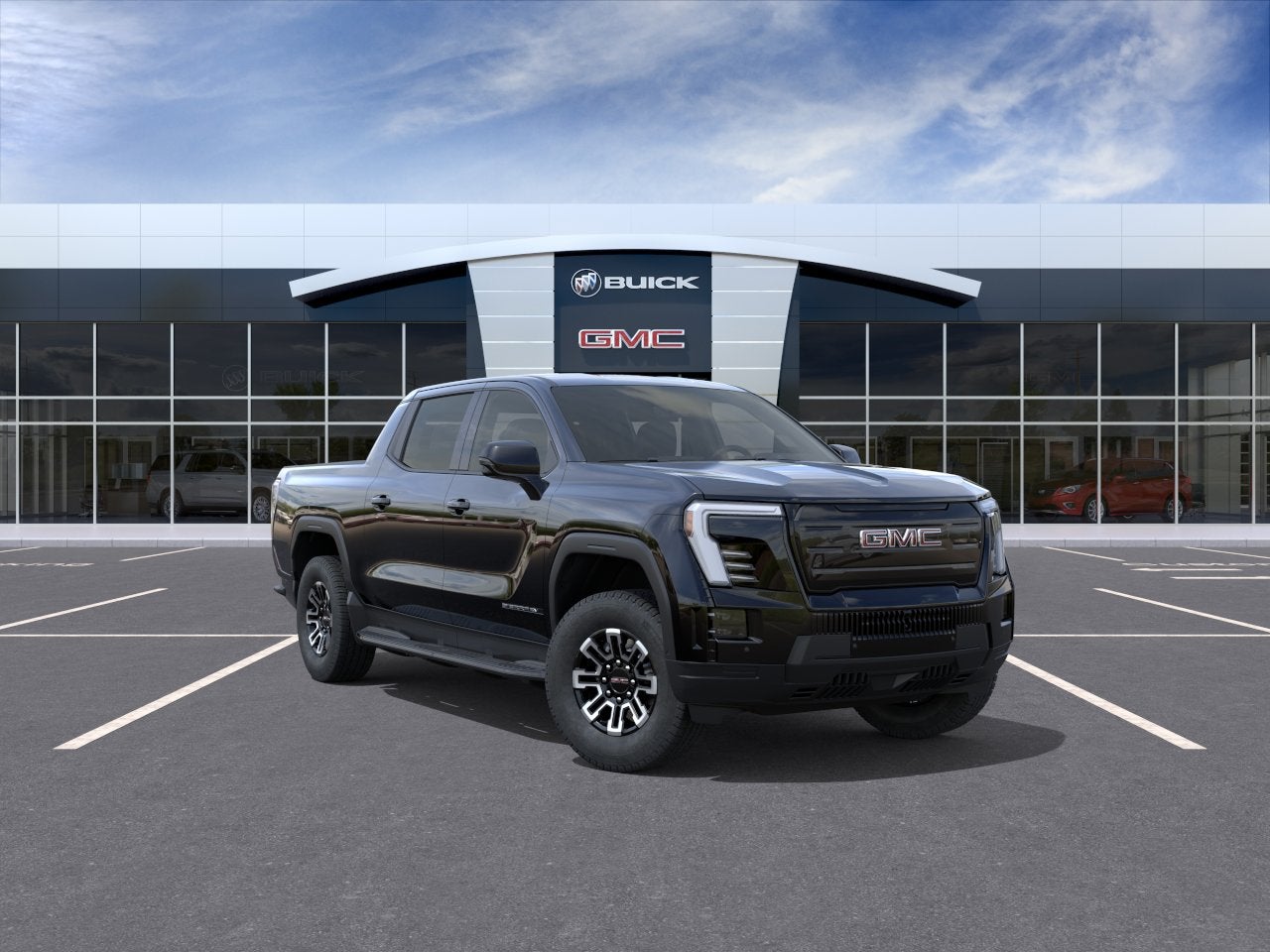 2026 GMC Sierra EV Elevation Extended Range in Onyx Black — front three-quarter view