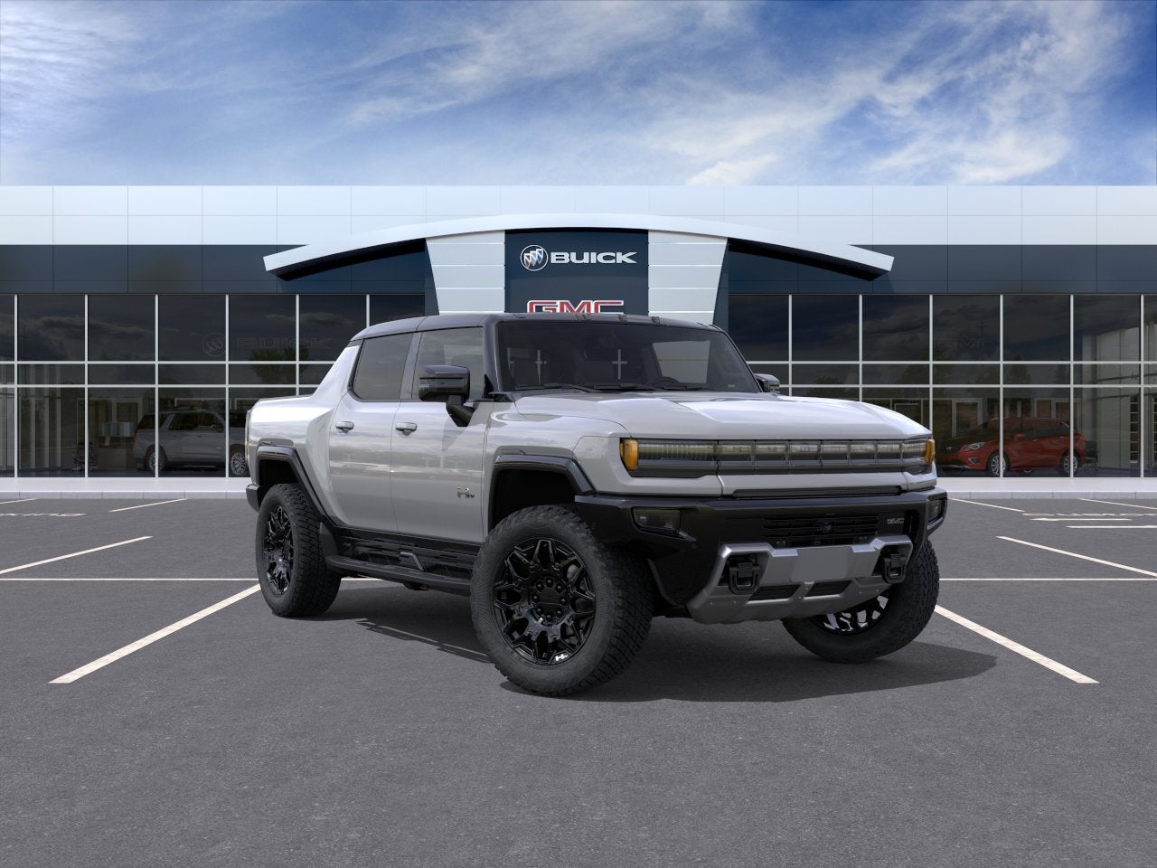 2026 GMC HUMMER EV Pickup 2X in Meteorite Metallic (Gray) — front three-quarter view