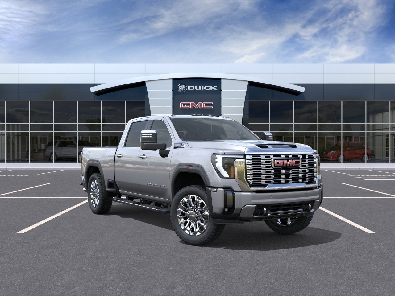 2026 GMC Sierra 2500 HD Denali in Sterling Metallic — front three-quarter view