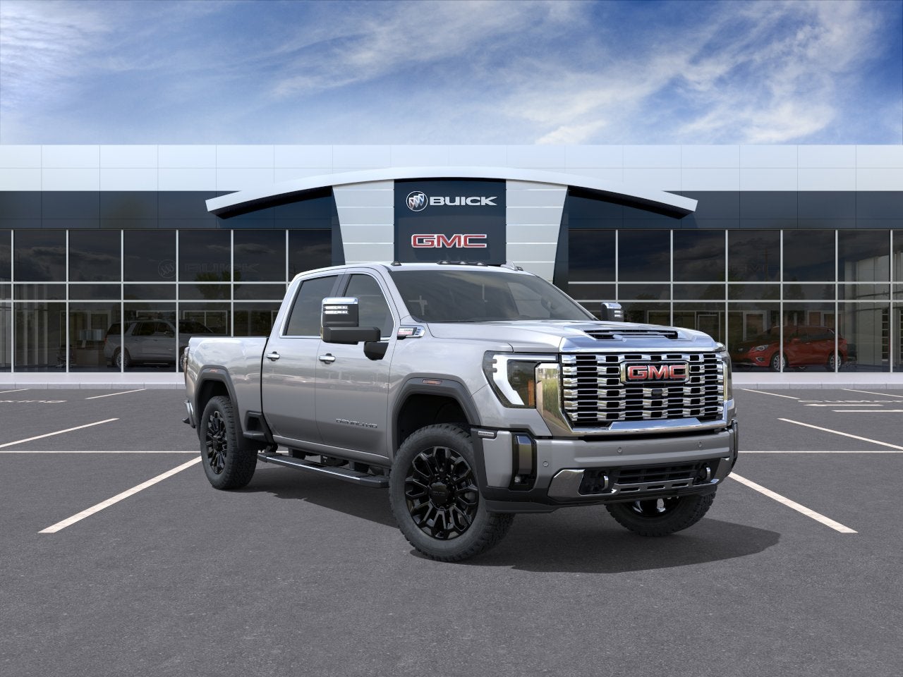 2026 GMC Sierra 2500 HD Denali in Sterling Metallic — front three-quarter view