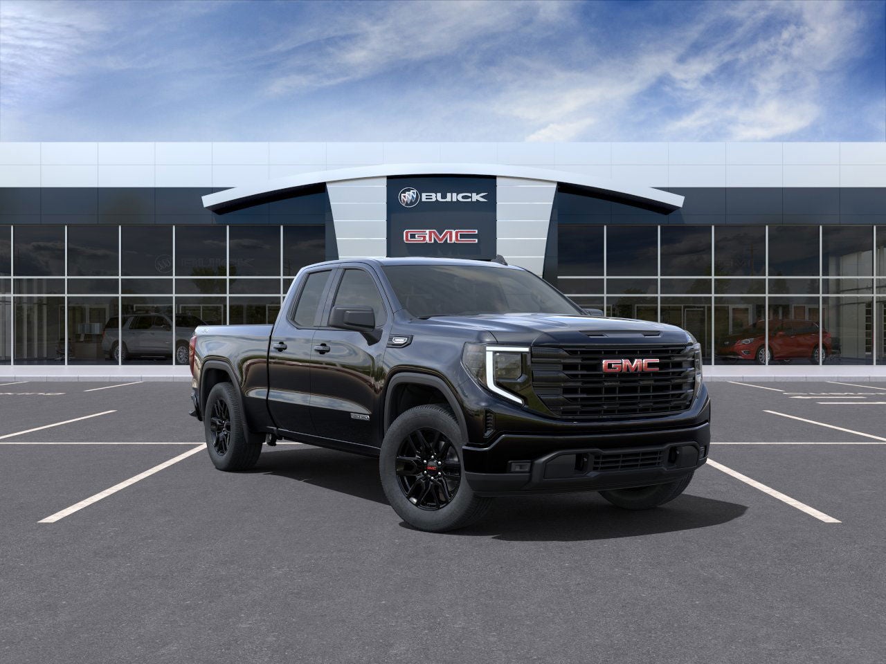 2025 GMC Sierra 1500 Elevation in Onyx Black — front three-quarter view