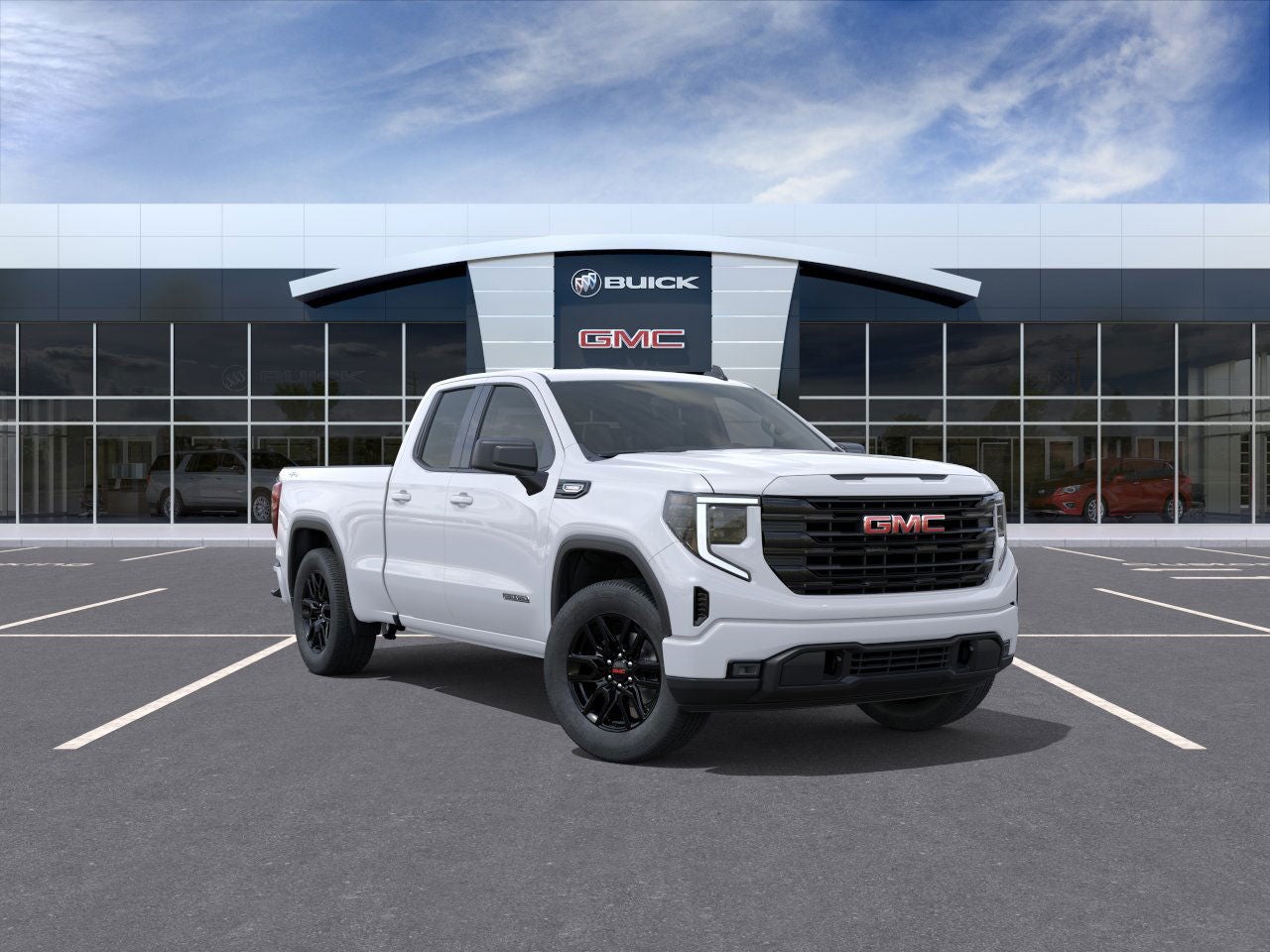 2026 GMC Sierra 1500 Elevation in Summit White — front three-quarter view