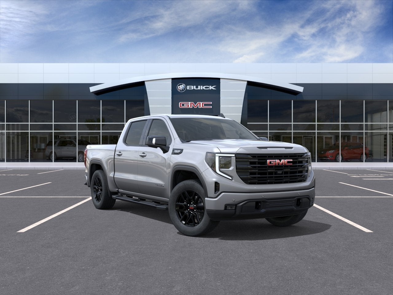 2026 GMC Sierra 1500 Elevation in Sterling Metallic — front three-quarter view