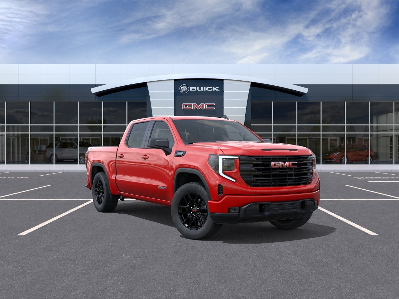2026 GMC Sierra 1500 Elevation in Cardinal Red — front three-quarter view