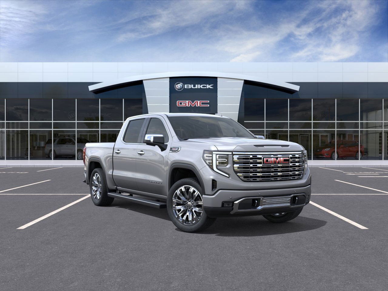 2026 GMC Sierra 1500 Denali in Sterling Metallic — front three-quarter view