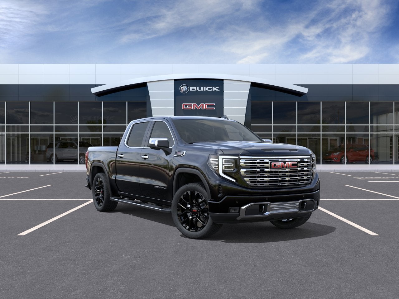 2026 GMC Sierra 1500 Denali in Onyx Black — front three-quarter view