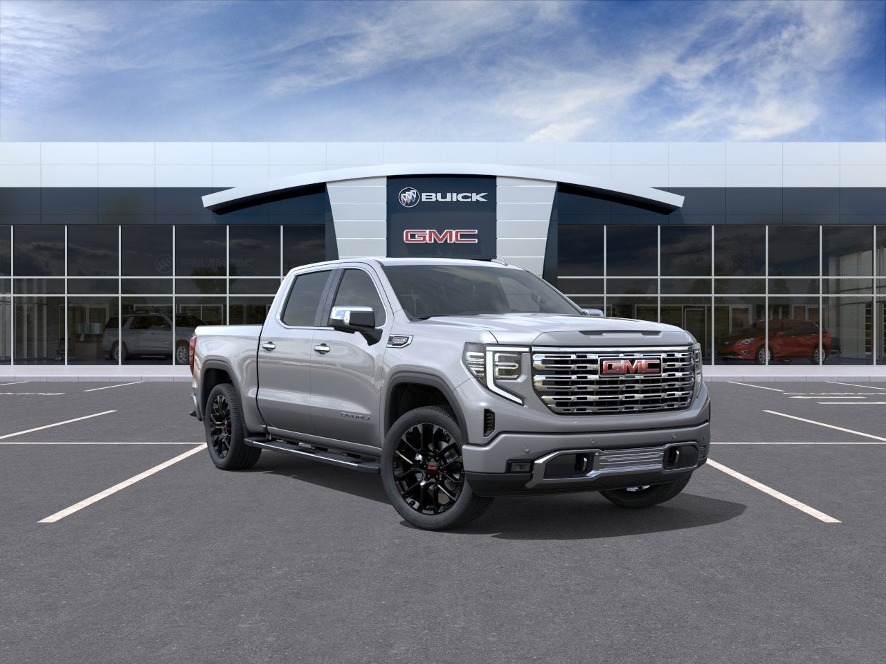 2026 GMC Sierra 1500 Denali in Sterling Metallic — front three-quarter view