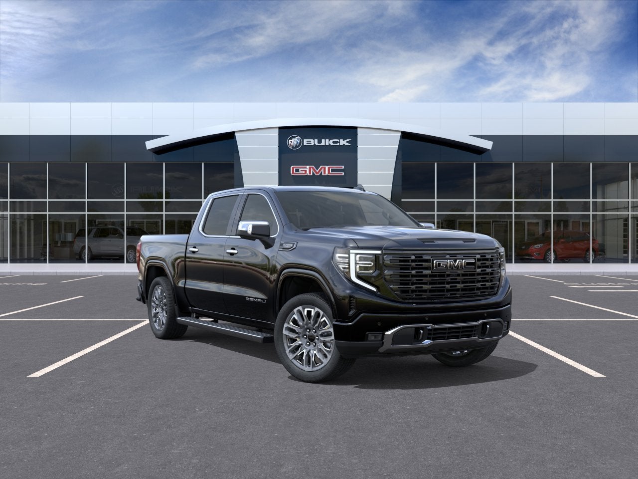 2026 GMC Sierra 1500 Denali Ultimate in Onyx Black — front three-quarter view