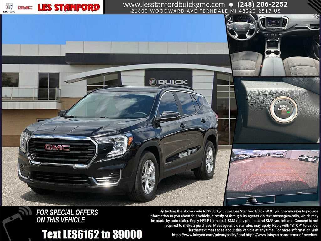 2023 GMC Terrain SLE in Ebony Twilight Metallic — front three-quarter view