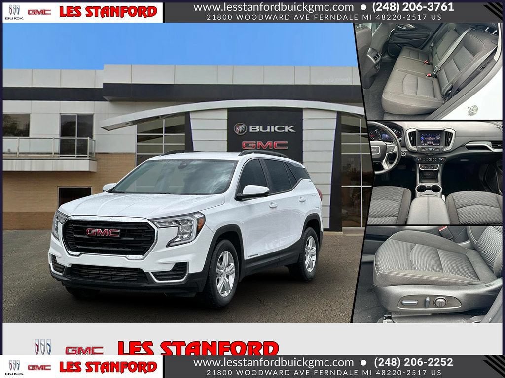 2023 GMC Terrain SLE in Summit White — front three-quarter view
