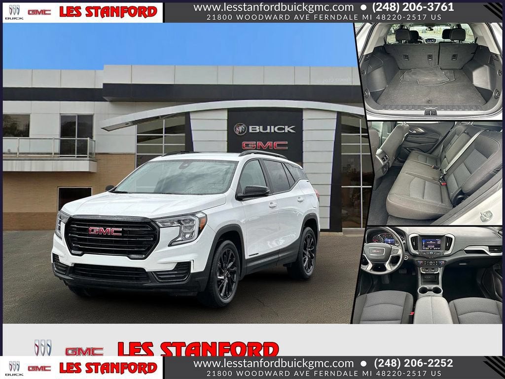 2023 GMC Terrain SLE in Summit White — front three-quarter view