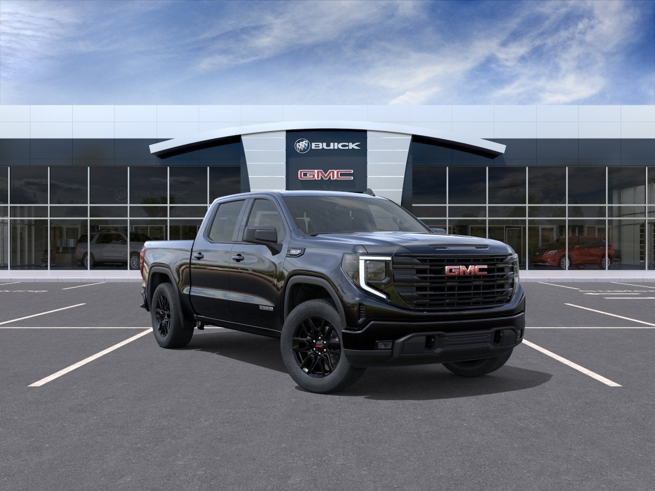 2026 GMC Sierra 1500 Elevation in Onyx Black — front three-quarter view