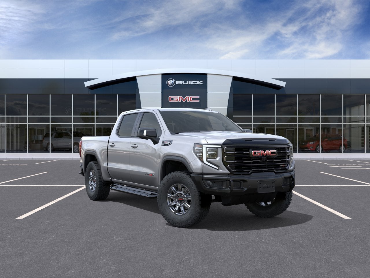 2026 GMC Sierra 1500 AT4X in Sterling Metallic — front three-quarter view