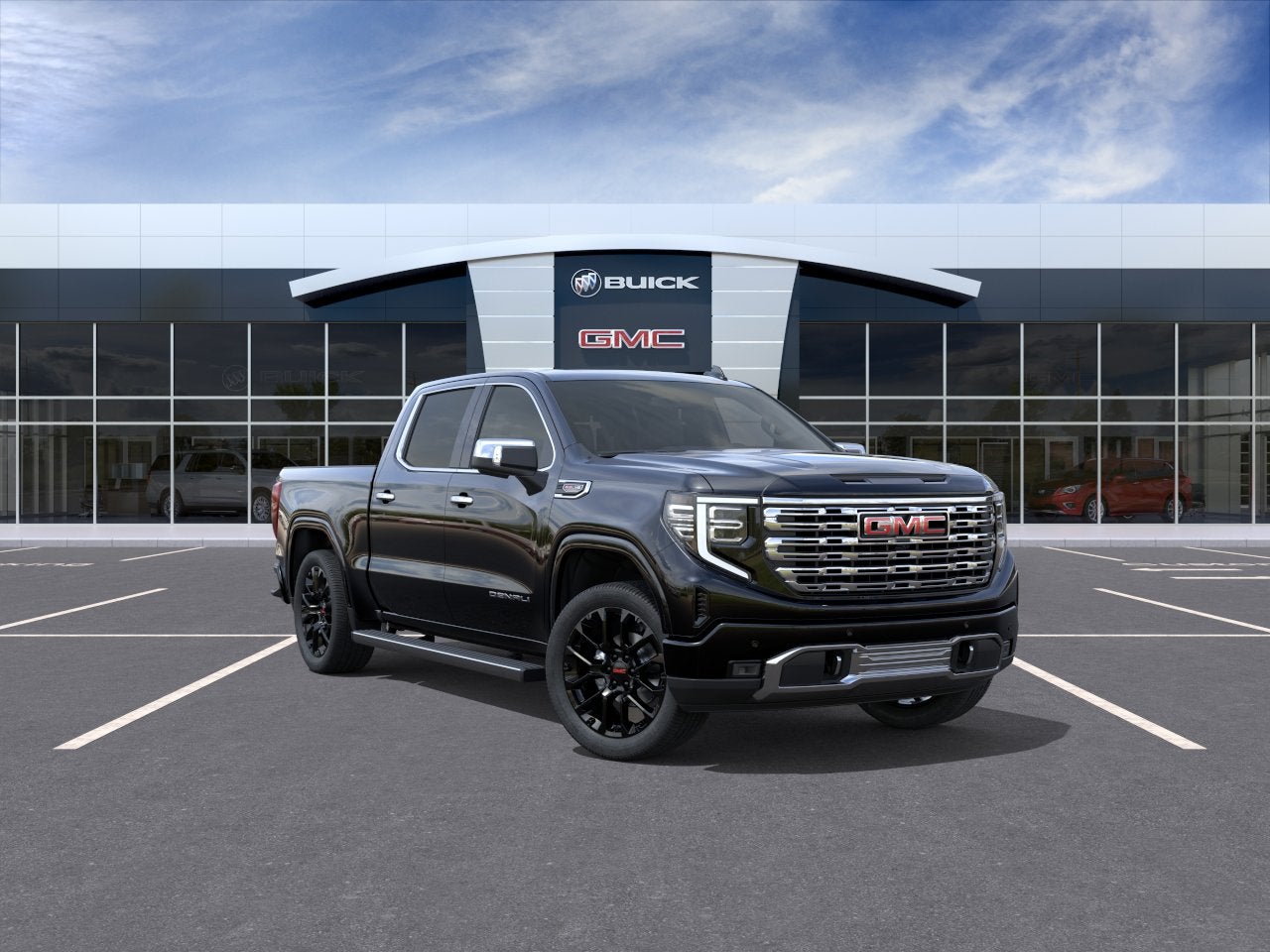 2026 GMC Sierra 1500 Denali in Onyx Black — front three-quarter view