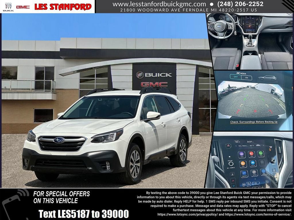2021 Subaru Outback Premium in Crystal White Pea — front three-quarter view