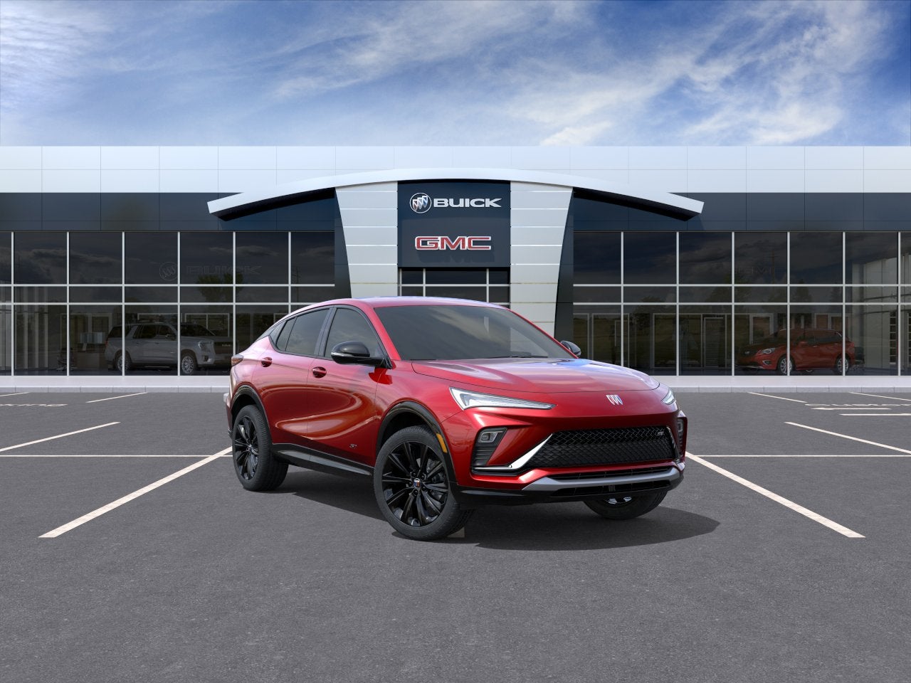 2026 Buick Envista Sport Touring in Brilliant Red — front three-quarter view